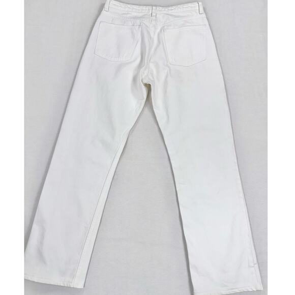 Zara Women's High Waist Button Fly Straight Leg Jean Size 8 White - Picture 7 of 13